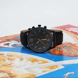 Men’s black leather watch